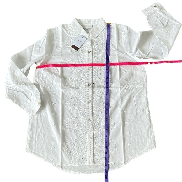 🆕 J. Jill White Embroidered Long Sleeve Button Down Blouse - Picture 4 of 8